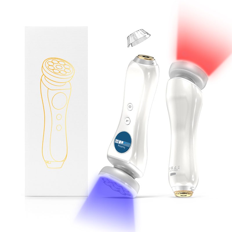 SkinDr600 retail box with device showing blue and red LED light modes